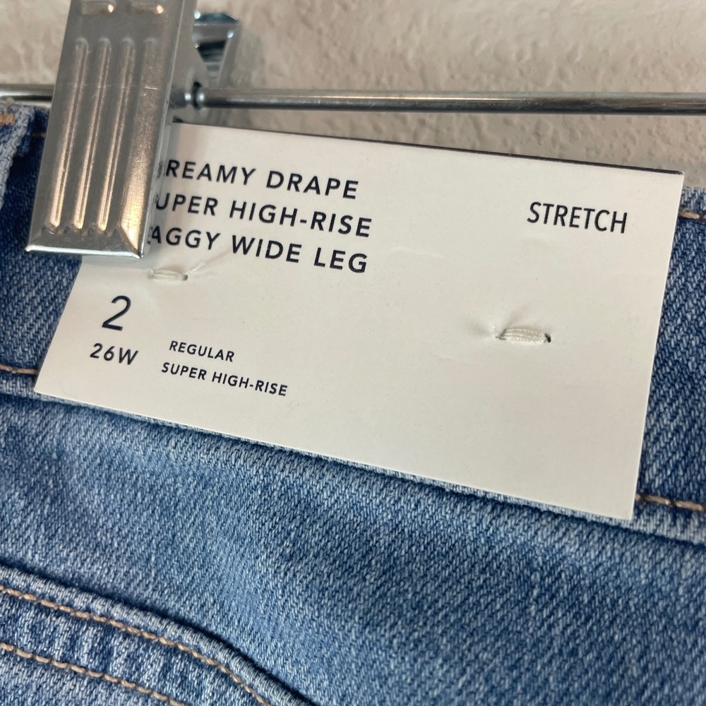 American Eagle Baggy Wide Leg Jeans Womens 2 Blue Super High-Rise Dreamy Drape - Picture 6 of 12